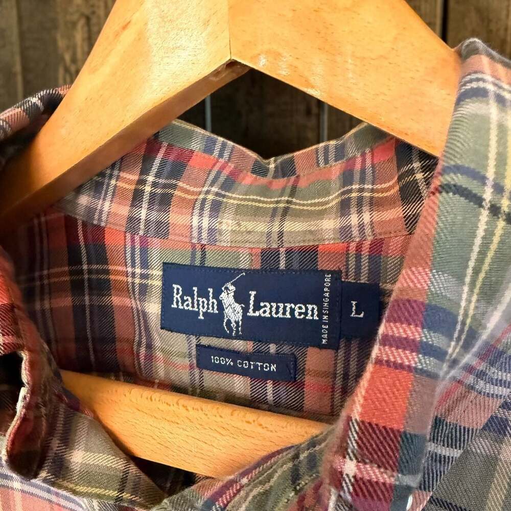 Ralph Lauren Plaid Button Down Long Sleeve Shirt Size L